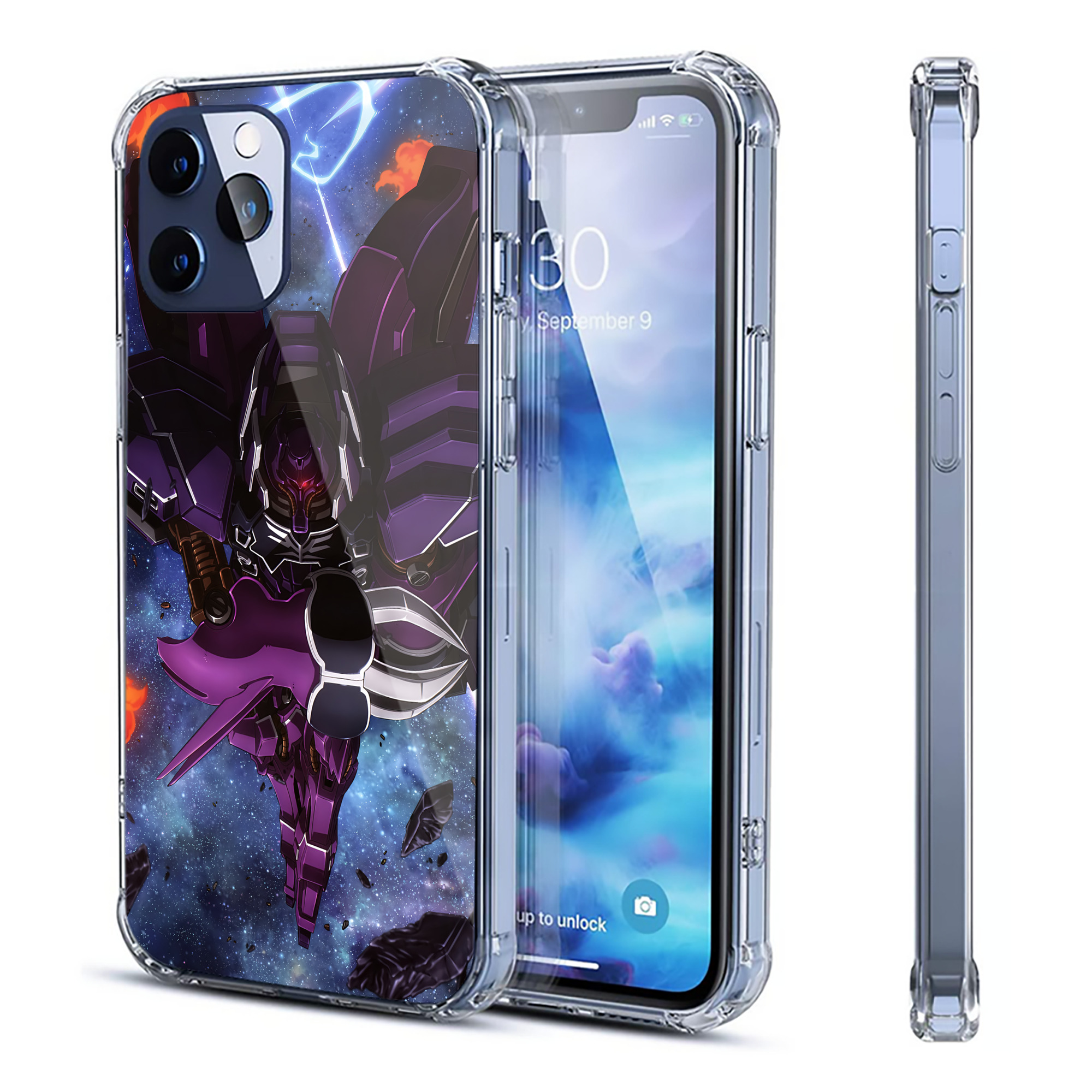 （画像用） 機動戦士ガンダム Mobile Suit Gundam 【iPhone 12シリーズ対応】透明スマホケース（クリアソフトケース）